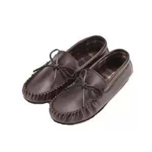 Eastern Counties Leather Unisex Fabric Lined Moccasins (3 UK) (Dark Brown)