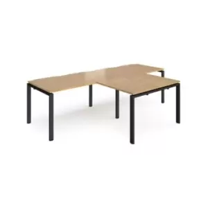 Bench Desk 2 Person With Return Desks 2800mm Oak Tops With Black Frames Adapt