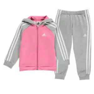 adidas 3 Stripe Fleece Tracksuit - Pink