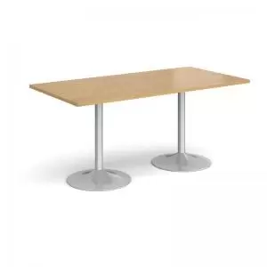 Genoa rectangular dining table with silver trumpet base 1600mm x 800mm