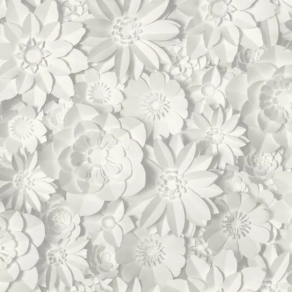 FINE DECOR Fine Decor - 3D Effect Floral Wallpaper Flowers White Grey Washable Dimensions WL-FD42554