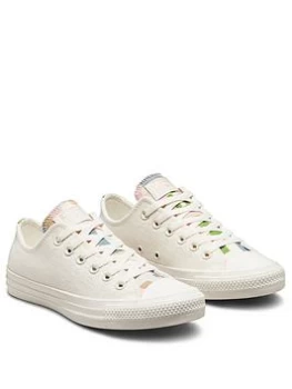 Converse Chuck Taylor All Star Crafted Stripes Ox Plimsolls - Off White/Pink, Off White/Pink, Size 5, Women