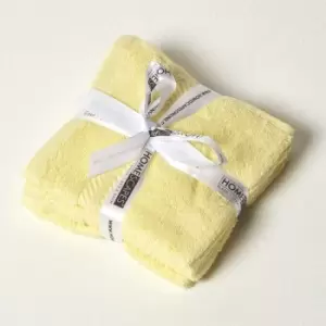 HOMESCAPES Lemon 100% Combed Egyptian Cotton Set of 4 Face Cloths 500 GSM - Lemon