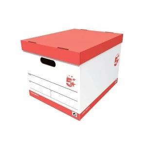 5 Star Office Storage Box RedWhite Pack of 10 for 5 A4 Lever Arch Files