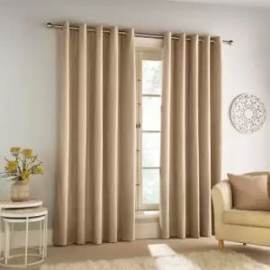 Enhanced Living Savoy Chenille Textured Blackout Eyelet Curtains, Sand, 66 x 72 Inch
