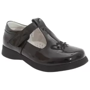 Boulevard Girls Touch Fastening T Bar Shoes (1 UK) (Black Patent)