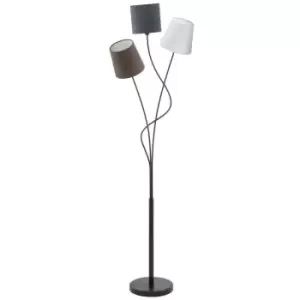 Eglo Maronda - 3 Light Floor Lamp Black with Coloured Fabric Shades, E14