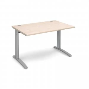 TR10 Straight Desk 1200mm x 800mm - Silver Frame maple Top