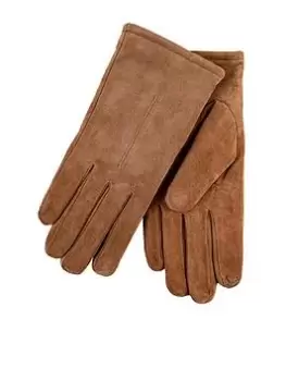 TOTES One Point Suede Gloves - Tan Size M Women