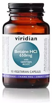 Viridian Betaine HCL 650mg with Gentian Root 90 Capsules