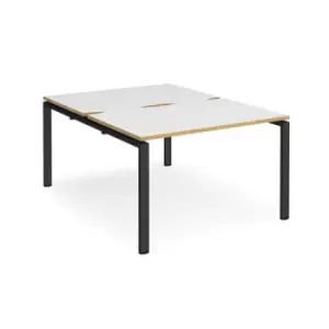 Bench Desk 2 Person Starter Rectangular Desks 1200mm White/Oak Tops With Black Frames 1600mm Depth Adapt