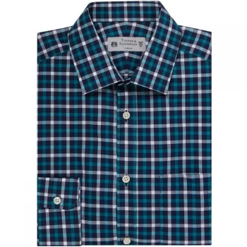 Turner and Sanderson Greenway Two-Colour Gingham Checked Shirt - Navy