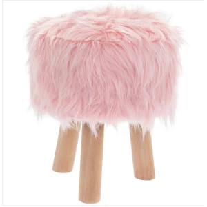 Pink Furry Stool Round By Lesser & Pavey