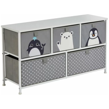 Liberty House Toys - Childrens Arctic Toy Storage Fabric Drawers Unit w/ 6 Drawers for Bedroom or Playroom - Grey and White