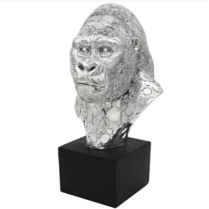 Silver Art Gorilla Bust Figurine By Lesser & Pavey