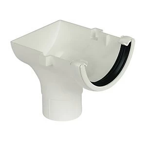 FloPlast RO2W Round Line Gutter Stopend Outlet - White