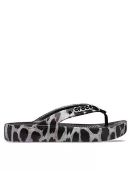 Crocs Crocs Animal Remix Platform Flip Flops, Leopard, Size 5, Women