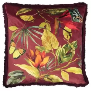 Paoletti Cahala Tropical Cushion Cover (One Size) (Berry)