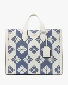 Kate Spade Spade Flower Two,Tone Canvas Manhattan Large Tote Bag Bag, Halo White Multi, One Size