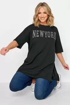 'New York' Glitter Embossed T-Shirt