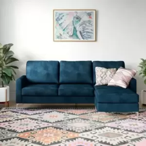 Chapman Velvet Sectional Sofa With Chrome Legs Blue By Novogratz
