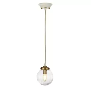 1 Bulb Ceiling Pendant Cream Painted Aged Brass Finish Plated LED E14 60W