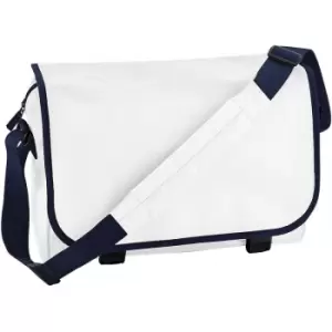 Adjustable Messenger Bag (11 Litres) (Pack of 2) (One Size) (White/French Navy) - Bagbase