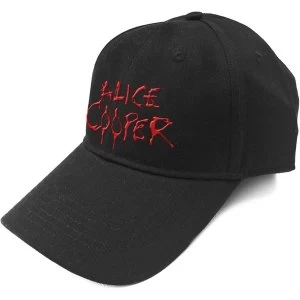 Alice Cooper - Red Dripping Logo Mens Baseball Cap - Black