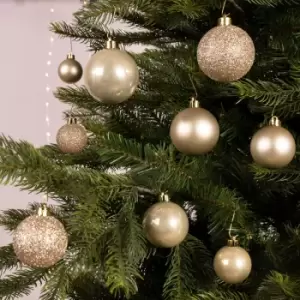 Assorted Christmas Shatterproof 30 Piece Shiny, Matte, Glitter Gold Baubles Tree Decoration