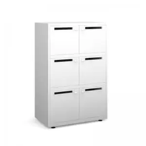 Bisley lodges with 6 doors and letterboxes - white