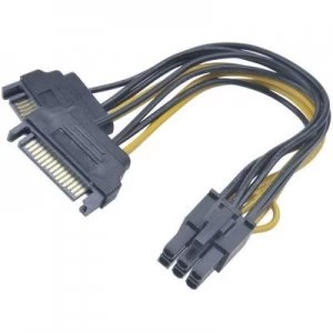 Akasa Current Adapter [2x SATA power plug - 1x PCI-E plug 6-pin] 15.00cm Black, Yellow