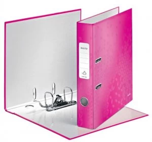 Leitz WOW Lever Arch File A4 50mm Pink Metallic PK10