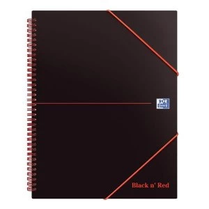 Black n Red A4 Wirebound Meeting Notebook 90gm2 160 Pages Punched 4 Holes Ruled with Margin and Perforated 3 Flap Folder Pack of 5