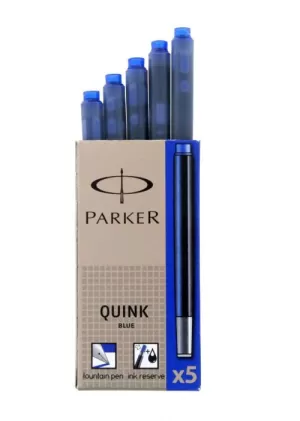 Parker Quink Fountain Pen Refills Cartridges Royal Blue PK5