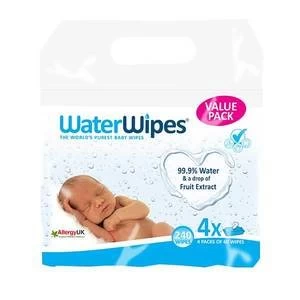 WaterWipes Sensitive Baby Wipes 4 x 60 Wipes