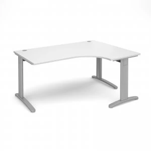 TR10 Deluxe Right Hand Ergonomic Desk 1600mm - Silver Frame White Top