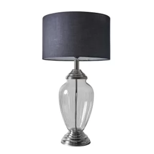 Boston Chrome and Glass Table Lamp with Large Black Reni Shade