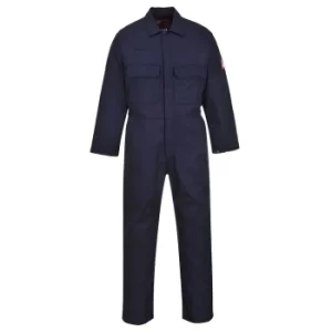 Biz Weld Mens Flame Resistant Overall Navy Blue Extra Small 32"