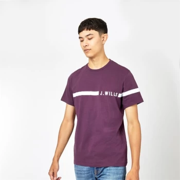 Jack Wills Budden Stripe Logo T-Shirt - Plum