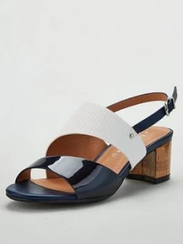 Wallis Wide Fit Asymmetric Detail Block Heel Sandals - Navy, Size 6, Women