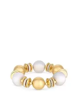 Mood Gold Crystal And White Thread Wrapped Stacker Bracelet