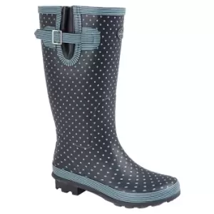 Stormwells Womens/Ladies Polka Dot Wellington Boots (5 UK) (Pale Blue Polka Dot/Navy)
