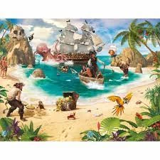 Walltastic Wallpaper Mural Pirate and Treasure Adventure 8ft x 10ft FSC Mixed Credit Paper - wilko