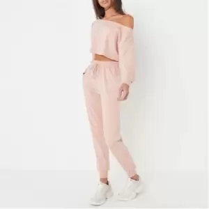 Missguided Off Shoulder Sweat and Jogger Set - Pink