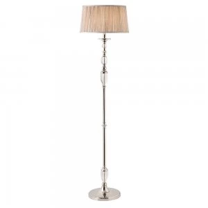 1 Light Floor Lamp Polished Nickel Plate with Beige Shade, E27
