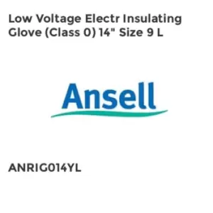 Ansell LOW VOLTAGE ELECTR INSULATING GLOVE (CLASS 0) 14" SIZE 9 L