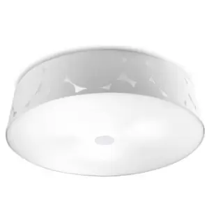 3 Light Flush Ceiling Light White, E27