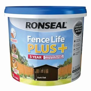 Ronseal Fence life plus Dark oak Matt Fence & shed Wood treatment 9L