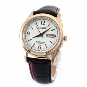 Citizen Eco-Drive Mens Leather Strap Watch NH8316-06AB