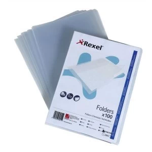 Rexel Superfine A4 Cut Flush Folders Clear - 1 x Pack of 100 Folders